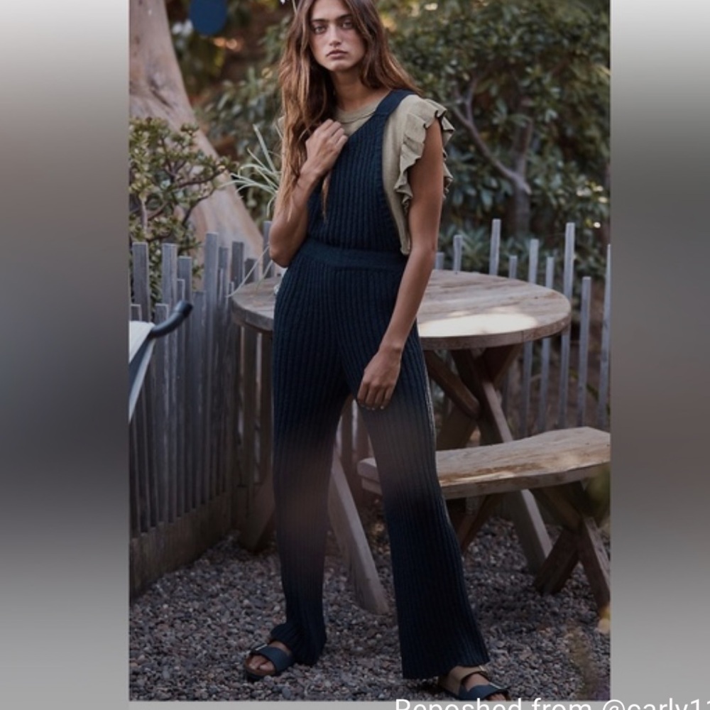 Free people beach black cohen sweater set jumpsuit overalls